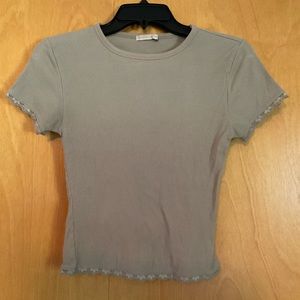 Discovery Army Green Fitted Short Sleeve Shirt With Lace